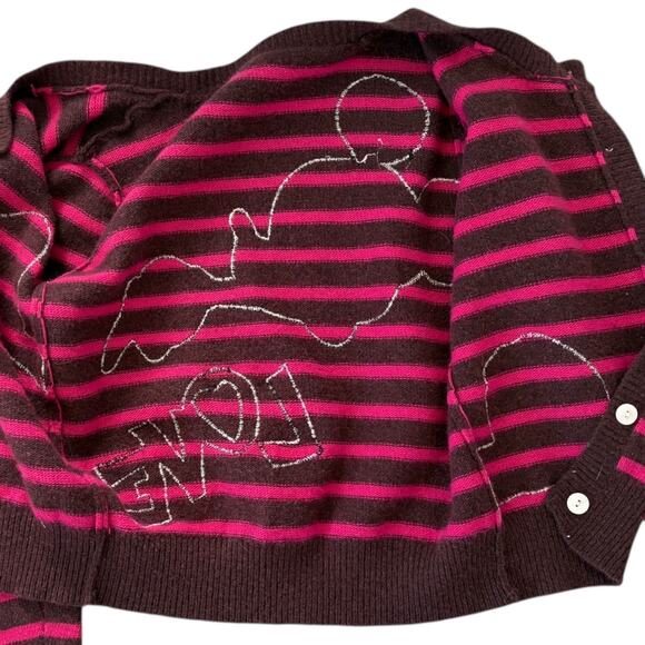 Cartoon Mikey Mouse Cardigan Striped S Wool Preppy Kawaii Y2K Indie Sweater S - Picture 5 of 7